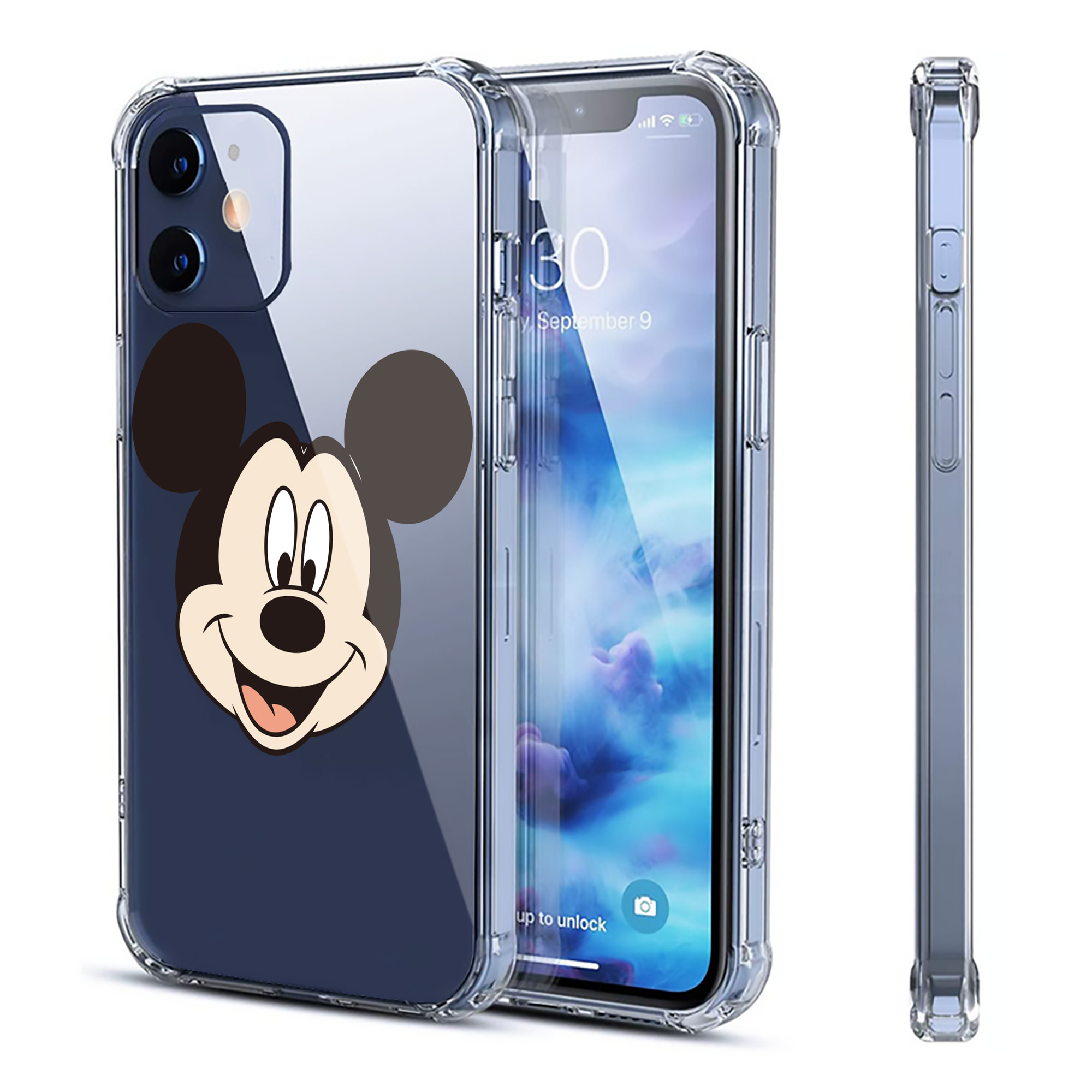 （画像用） ミッキーマウス Mickey Mouse 【iPhone 12シリーズ対応】透明スマホケース（クリアソフトケース）